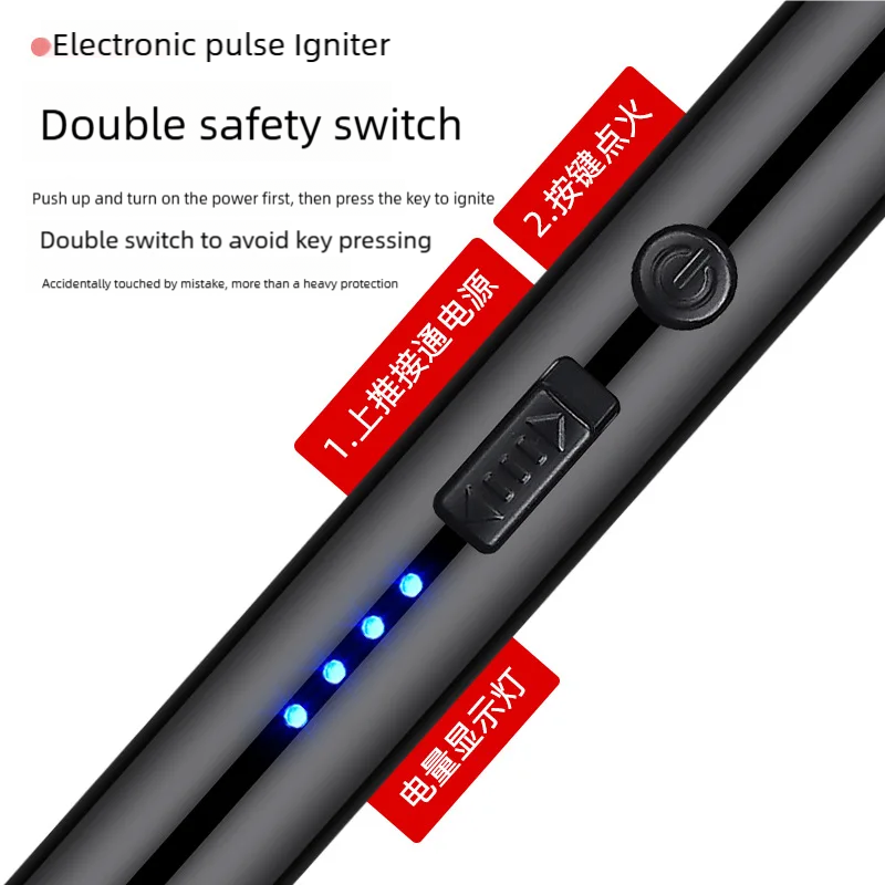 Windproof arc pulse ignition gun USB charging electronic