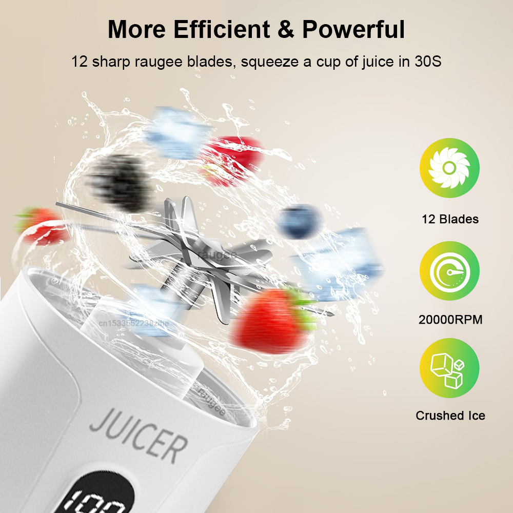 Electric Juicer Blender USB Rechargeable Juicer Cup Outdoor Personal Smoothie Blender Portable Juice Blender Cup With Hold