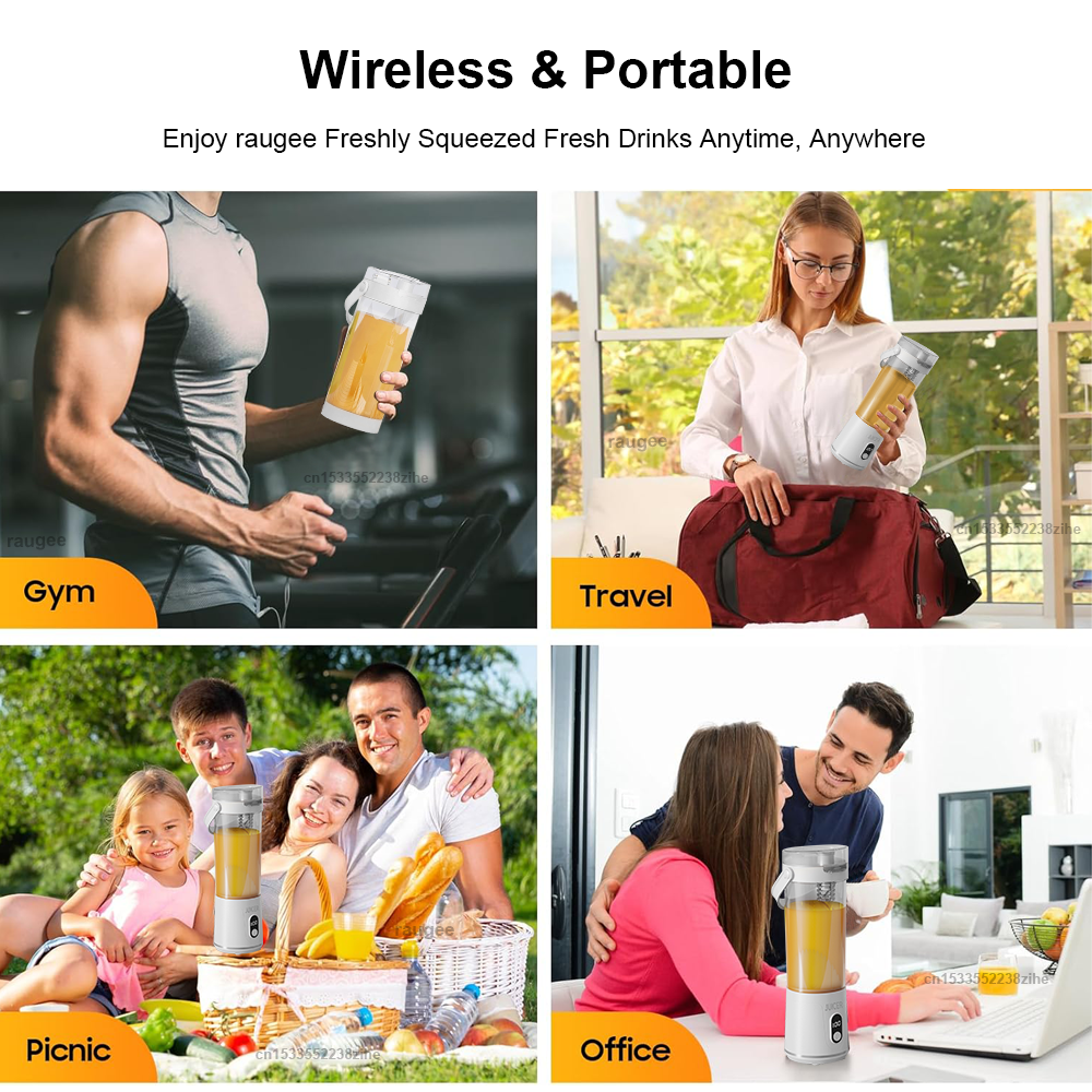 Electric Juicer Blender USB Rechargeable Juicer Cup Outdoor Personal Smoothie Blender Portable Juice Blender Cup With Hold