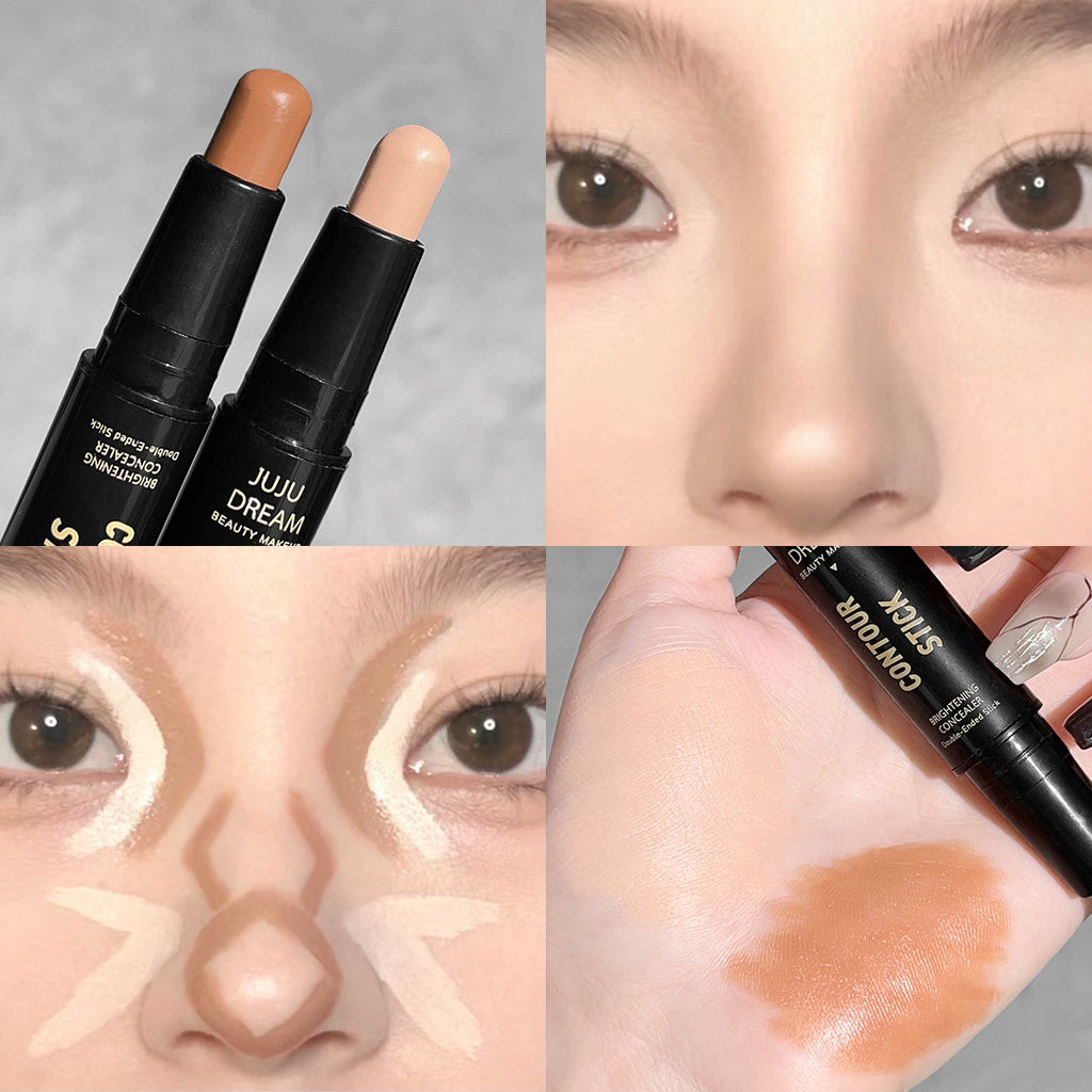 Dual-ended contour stick, facial foundation, concealer, long-lasting dark circles, correcting contour concealer, makeup
